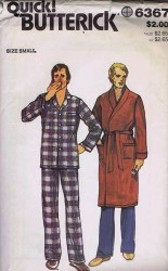 6367 BUTTERICK  MR. 70S PAJAMAS, WRAP ROBE BELT PATTERN X LARGE OR LARGE OR MED CHOICE